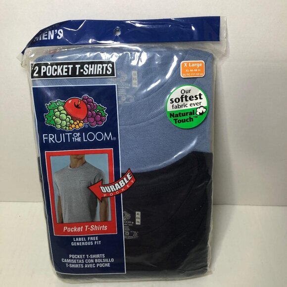 1 Package of (2) Fruit of the Loom Mens Pocket T Shirts Size XL 46-48” 2006 - Picture 1 of 9